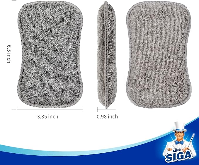 MR.SIGA Dual-Sided Scrub Sponges, Long lasting, Reusable Dishwashing Sponges - Image 3