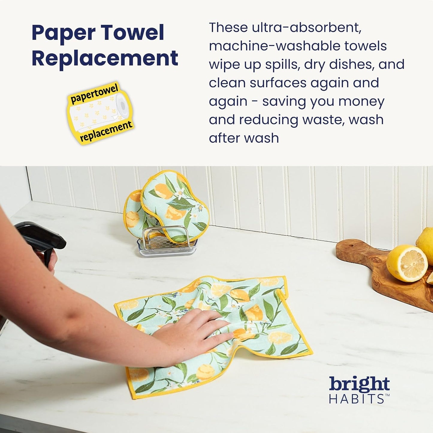 Super Absorbent Quick Dry Counter Cleaners - Made from Recycled Materials, Durable Eco Friendly for Kitchen Counter in Blossom – Set of 9