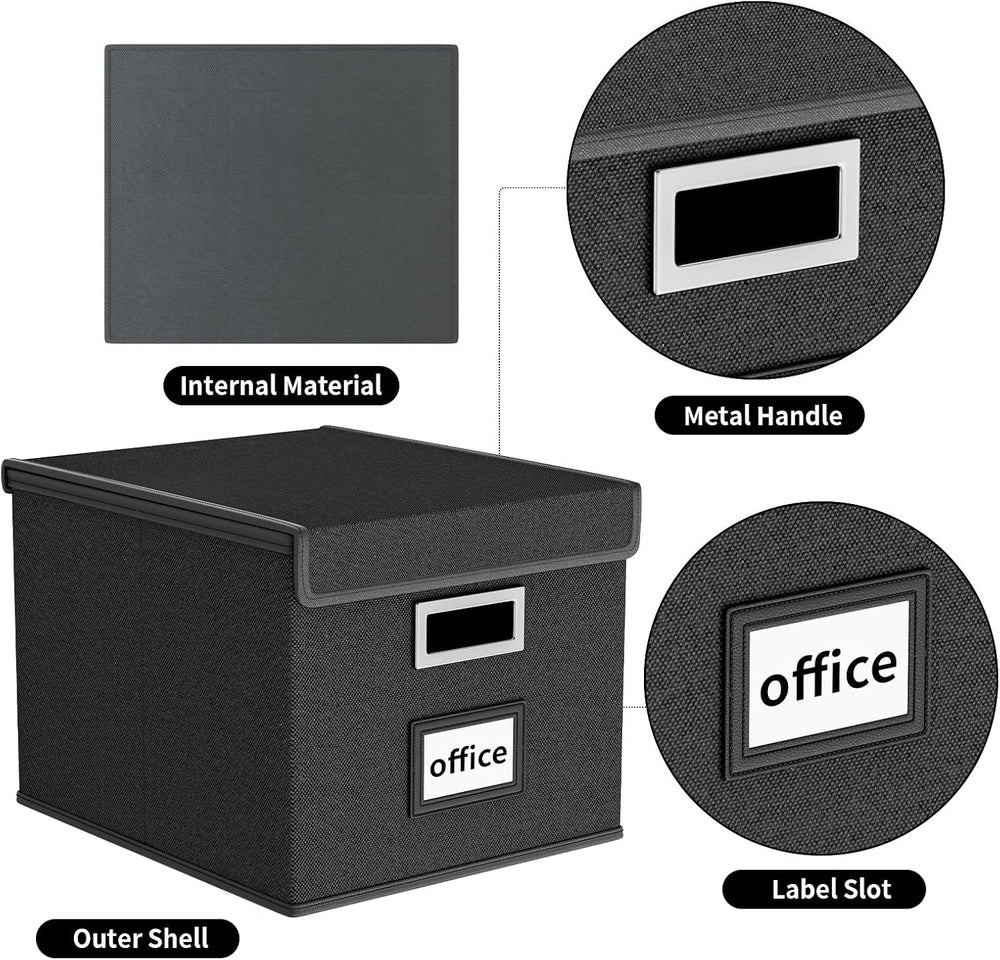 File Organizer Box with Lids, Collapsible File Folder Organizer