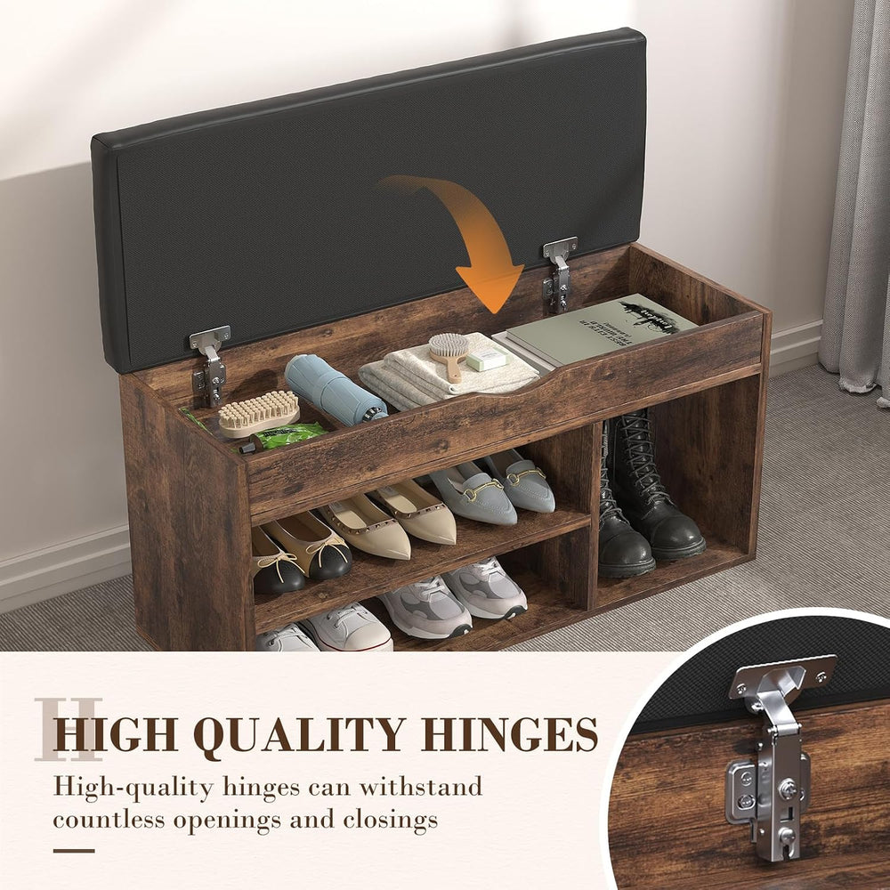 Apicizon 31 Inches Storage Bench with Padded Cushion, Shoe Bench with Storage...