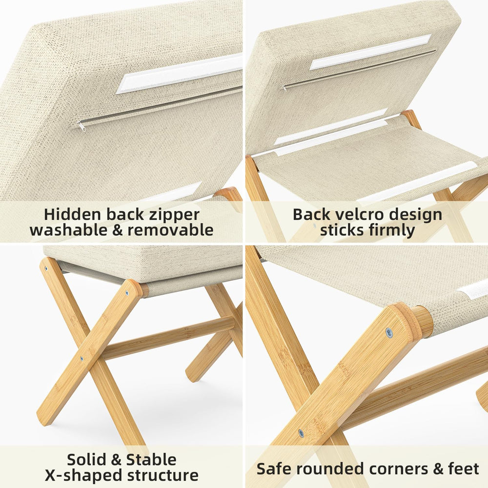 BAMBOOHOMIE Foldable Foot Stool Ottoman, Modern Foot Rest with Bamboo X Legs ...