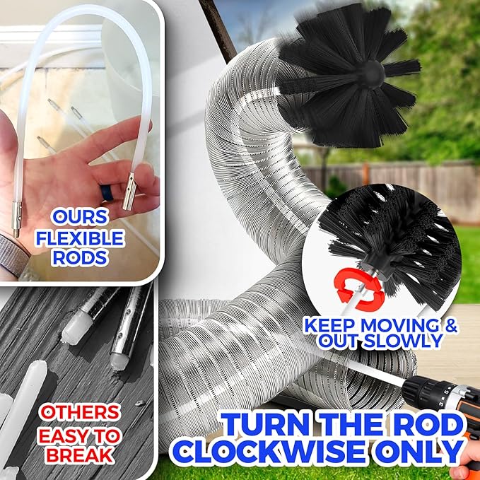 Holikme Dryer Vent Cleaner Kit, Include 30Feet Dryer Vent Cleaning Brush - Image 2