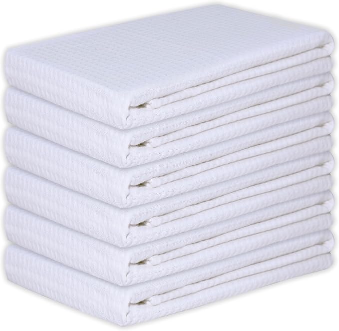 Kitchen Towels Set of 6 Soft Premium Cotton Highly Absorbent Dish Towels 18x28 by Gratico