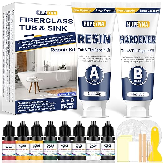 Fiberglass Repair Kit, Bathtub Repair Kit by HUPEYNA