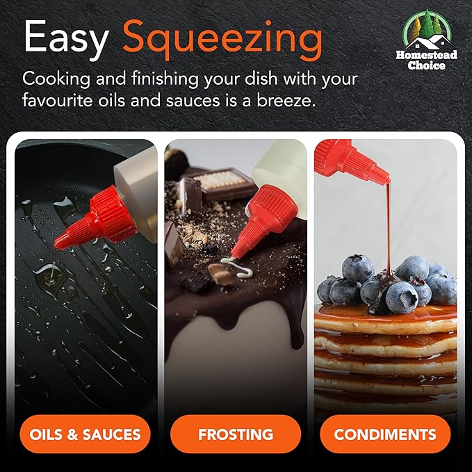 6-pack Plastic Squeeze Bottles for Sauces - 16oz Condiment Squeeze Bottles for - Image 5