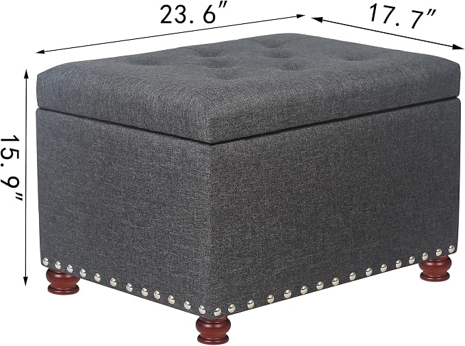 Joveco Storage Ottoman Linen Tufted Bench - Image 3