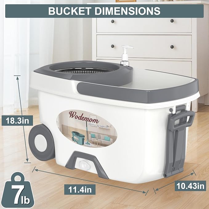 Mop and Bucket with Wringer Set, Spin Mop and Bucket System, Mops - Image 8
