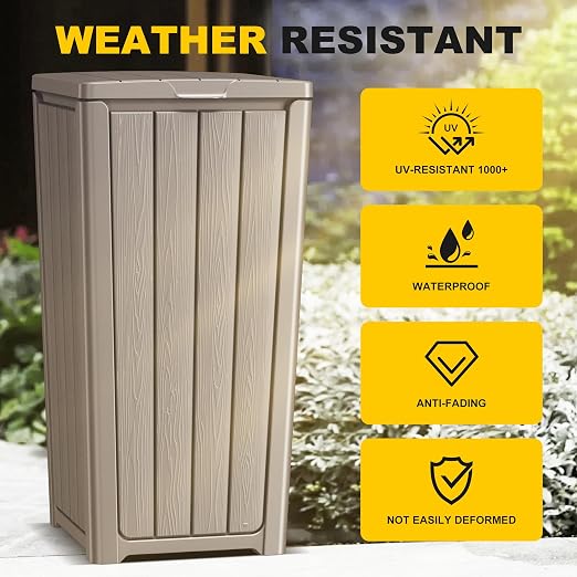 EasyUp Outdoor Trash Can with Lid, Waterproof and Sunscreen Resin Garbage Cans - Image 2