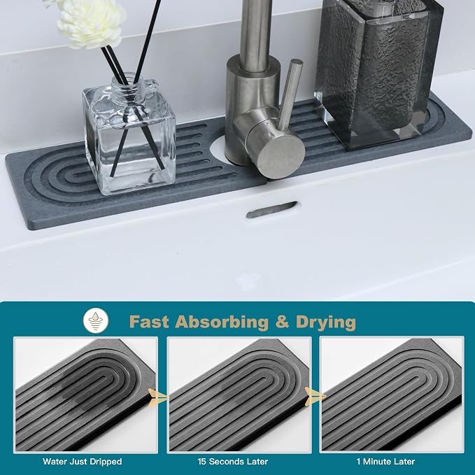 Absorbent Faucet Mat, Sink Caddy Kitchen Sink Organizer, Kitchen Counter Decor - Image 6