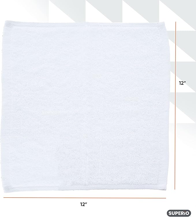 Superio Terry Cloth Rags White Washcloths 100% Cotton 12" Cleaning Cloths - Image 3