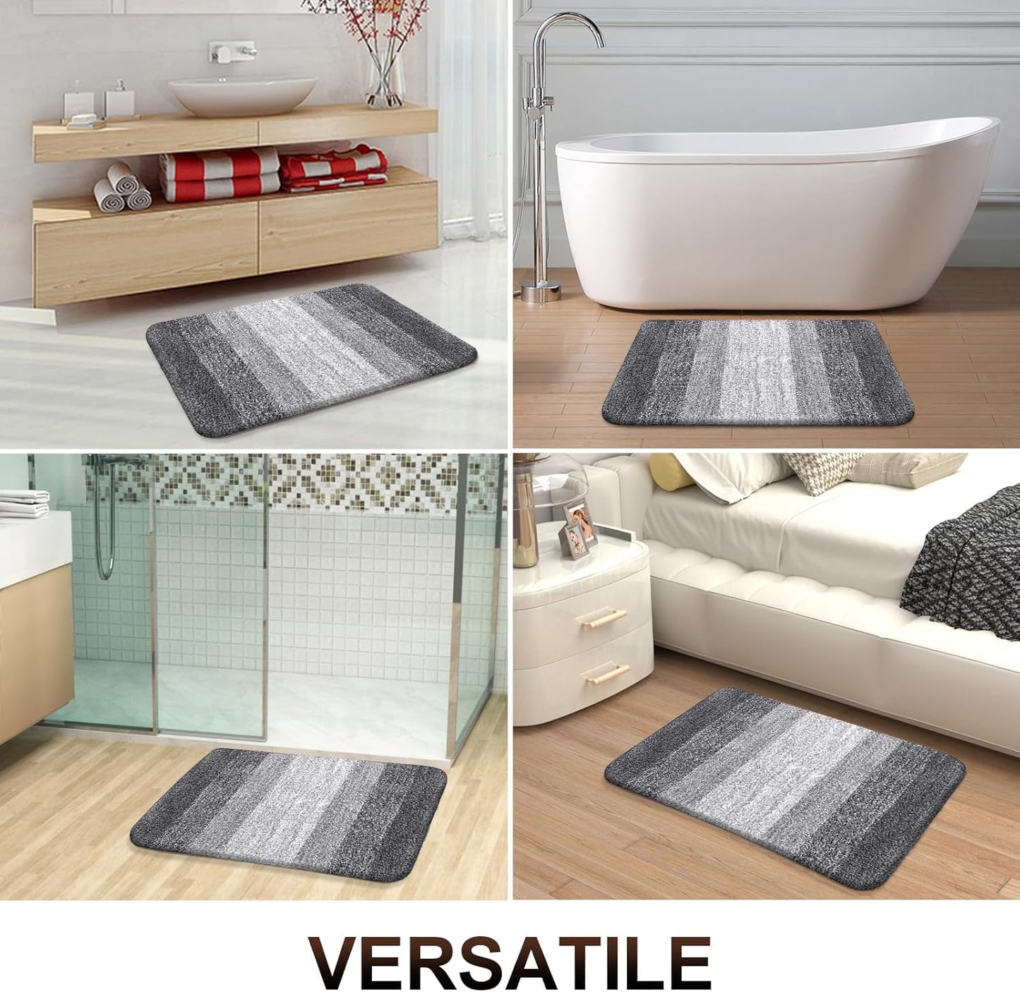 OLANLY Bathroom Rugs Mat 30x20, Extra Soft Absorbent Microfiber Bath Rugs, Rubber Backing, Quick Dry, Machine Washable Bath Mats for Bathroom Floor, Tub and Shower, Home Decor Accessories, Grey