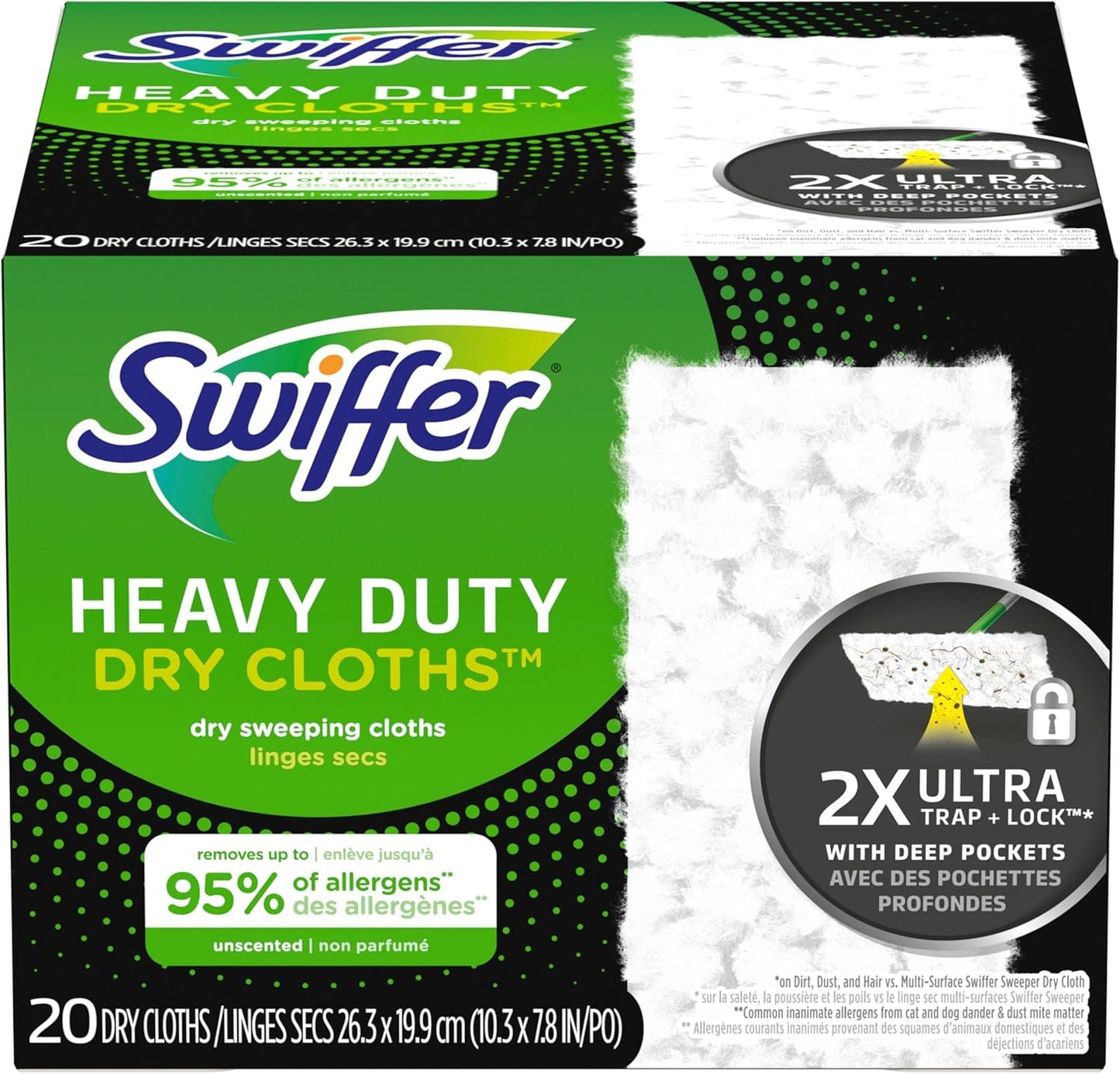 Swiffer Sweeper Heavy Duty Dry Multi-Surface Cloth Refills for Floor Sweeping and Cleaning, 20 count (2 Pack)