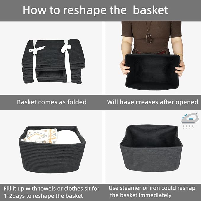 Cotton Rope storage Basket Bins 14.5X9.5X9.3“ Woven Basket - Image 7