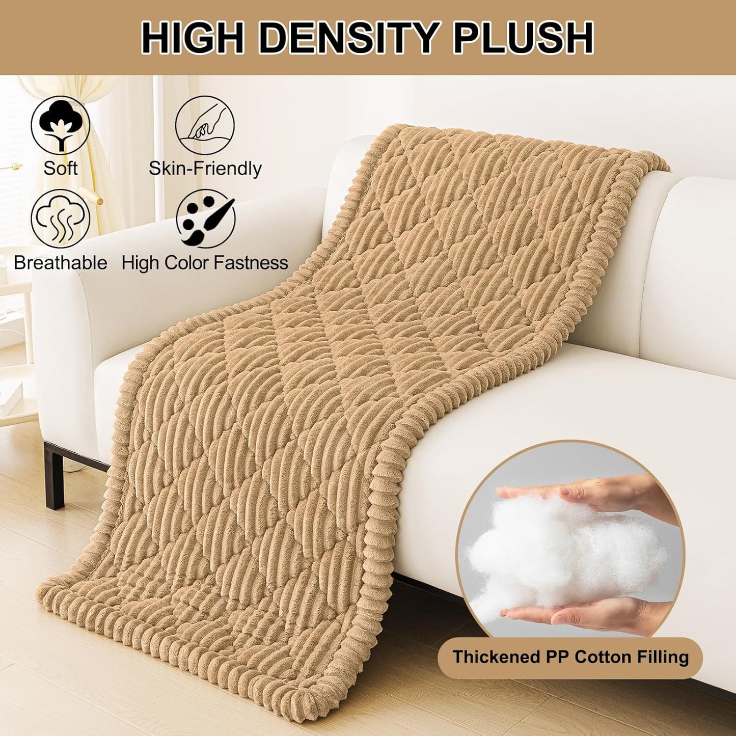 Smiry Couch Cover for Dogs Washable, Non Slip Fuzzy Pet Sofa Protector, Soft Thick Furniture Cover for Sofa, Loveseat and Sectional, Scratch & Pet Hair Resistant (Camel, 27.6" x 59")