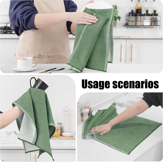 Homaxy Premium Kitchen Towels, Large Cotton Kitchen Hand Towels, Flat and Terry - Image 4