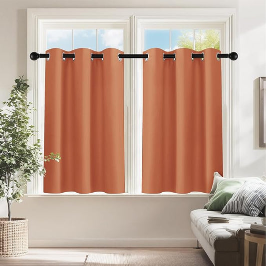 PONY DANCE Burnt Orange Short Blackout Curtains 36 inch Length by PONYDANCE