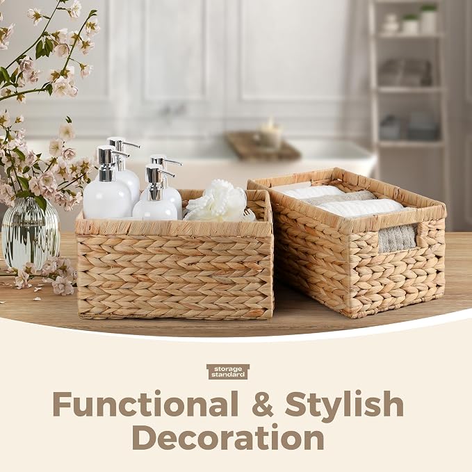 Set of 2 Wicker Shelf Storage Baskets - Image 8