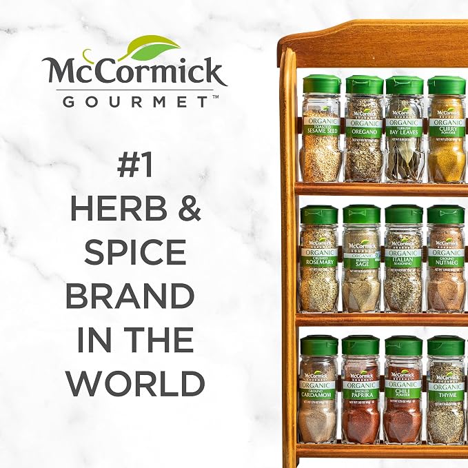 McCormick Gourmet Three Tier Wood 24 Piece Organic Spice Rack Organizer - Image 16