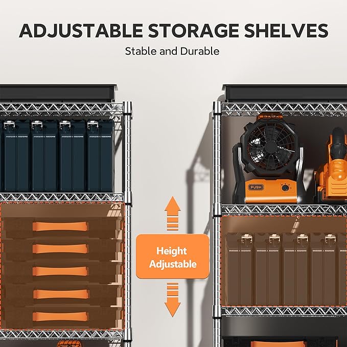 4 Tiers Storage Shelves Load 1400LBS, Metal Shelving Wire Metal Shelving Unit - Image 4