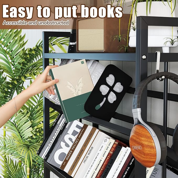 Book Carts 5 Tier 57.7x35.4x9.84 in Rolling Book Cart Large Capacity Bookshelf - Image 4