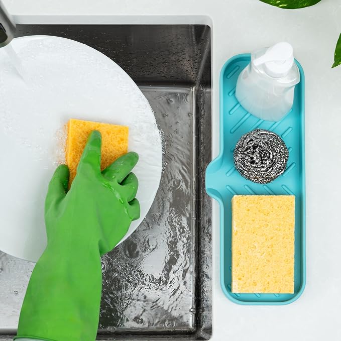 Zulay Kitchen Large Silicone Sponge Holder – Flexible Sink Organizer Tray - Image 3