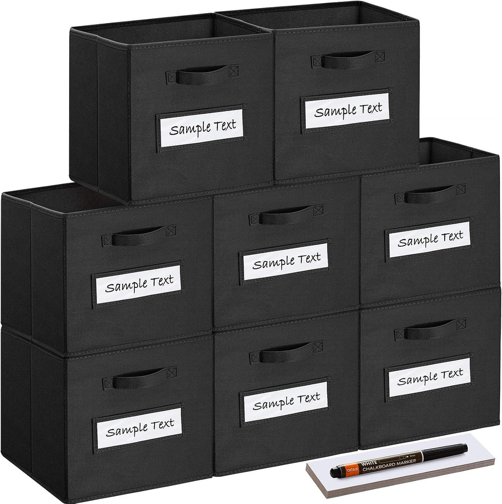 13x13x13 storage cube bins(Set of 8) Fabric storage cubes with 8 Labels Windo...