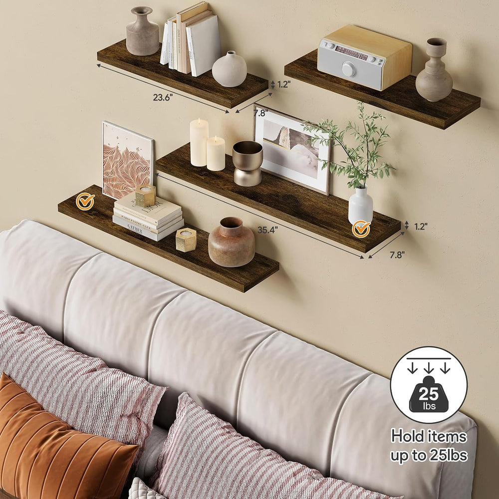 Forbena 36 Inch Floating Shelves for Wall Long Set of 3, Large Deep Wall Shel...