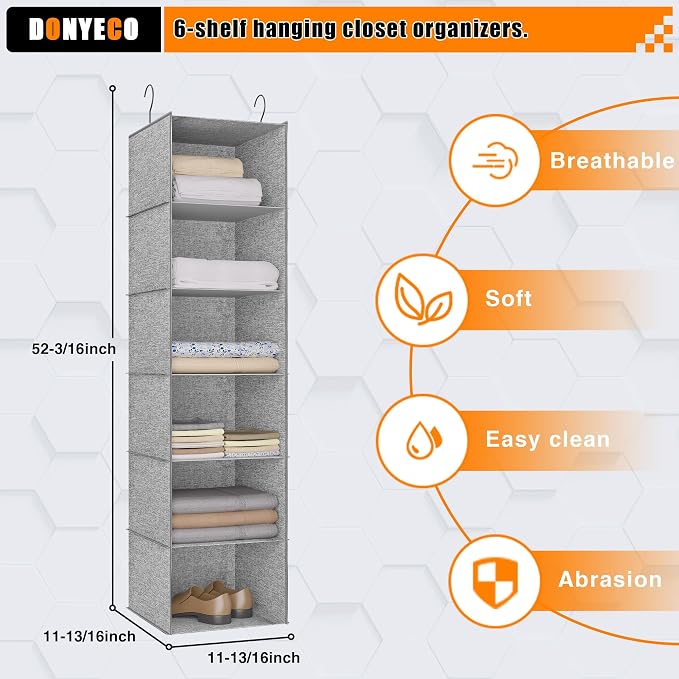 6-Shelf Hanging Storage Closet Organizer, Linen Rv Storage and Organization - Image 3