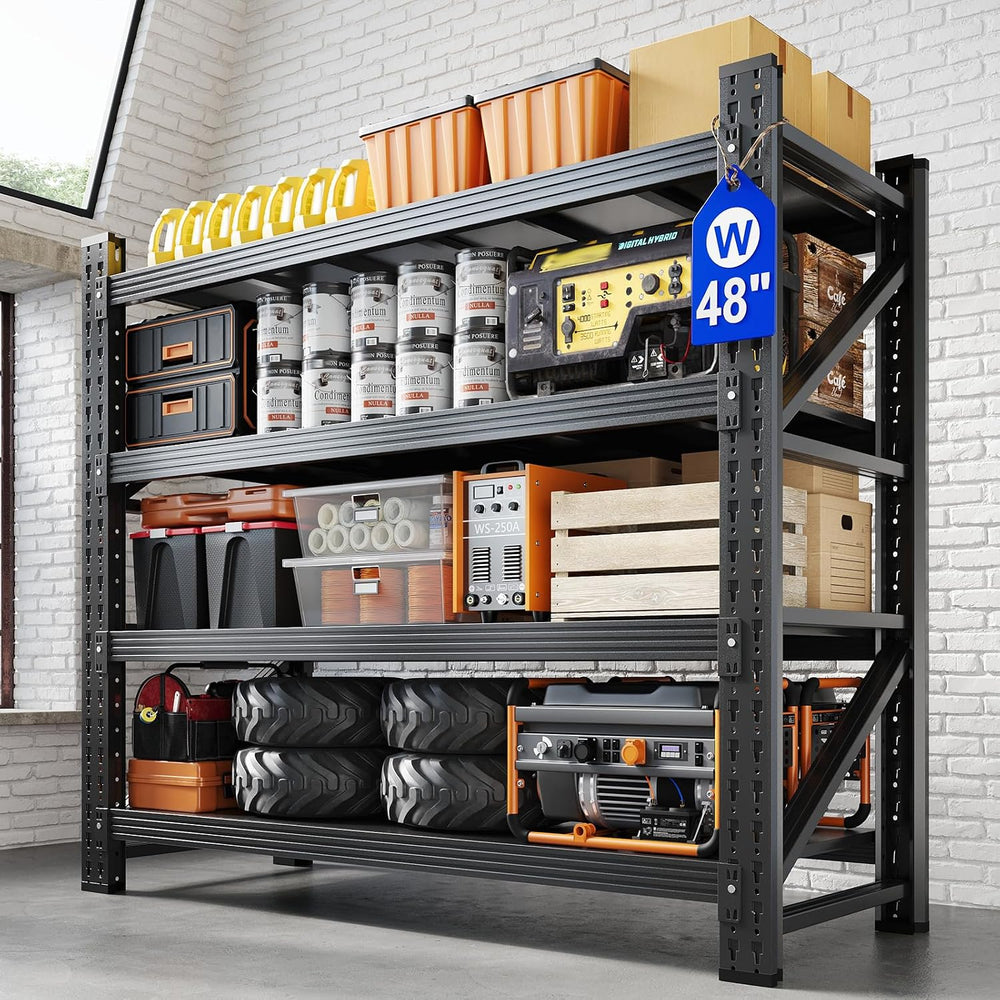 Yizosh 48" W Metal Garage Storage Shelves,Heavy Duty Adjustable Steel Or...