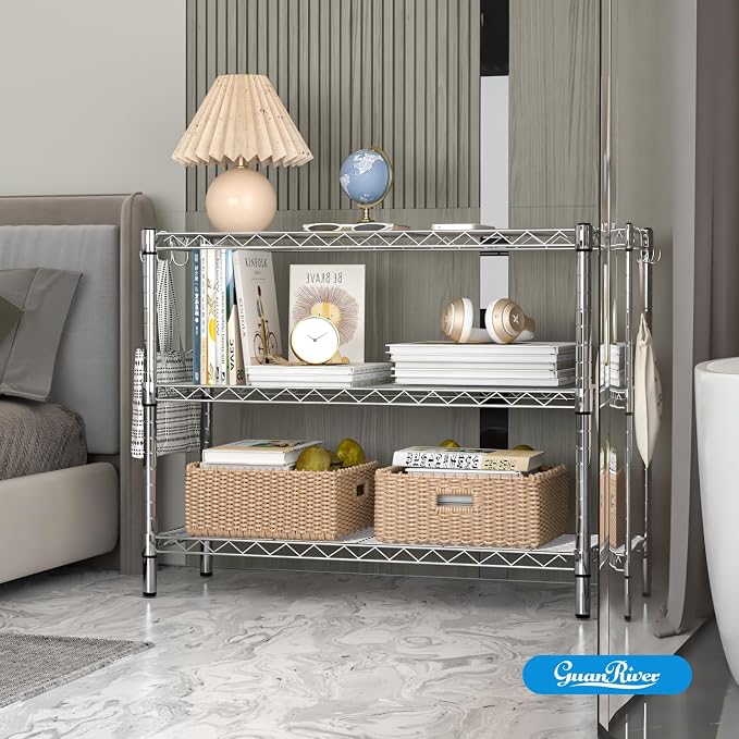 3-Shelf Adjustable Metal Shelf Wire Shelving Storage Rack - Image 8