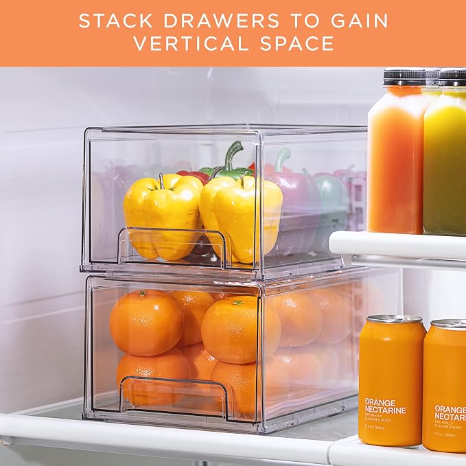 Sorbus Large Clear Storage Drawers – Stackable Pull-Out Storage Bins