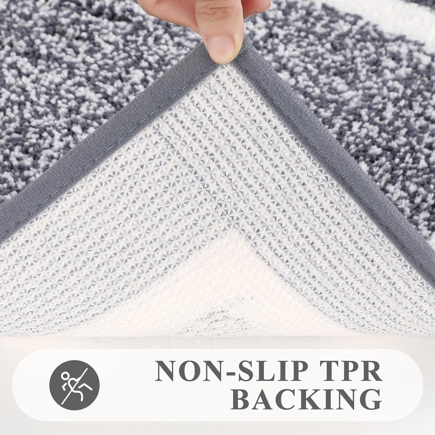 Pauwer Bathroom Rugs Set 3 Piece Non Slip Washable, Plush Absorbent Microfiber Bath Mat Shower Rug Runner Quick Dry, Super Soft U Shaped Toilet Mats Floor Carpet, Dark Grey