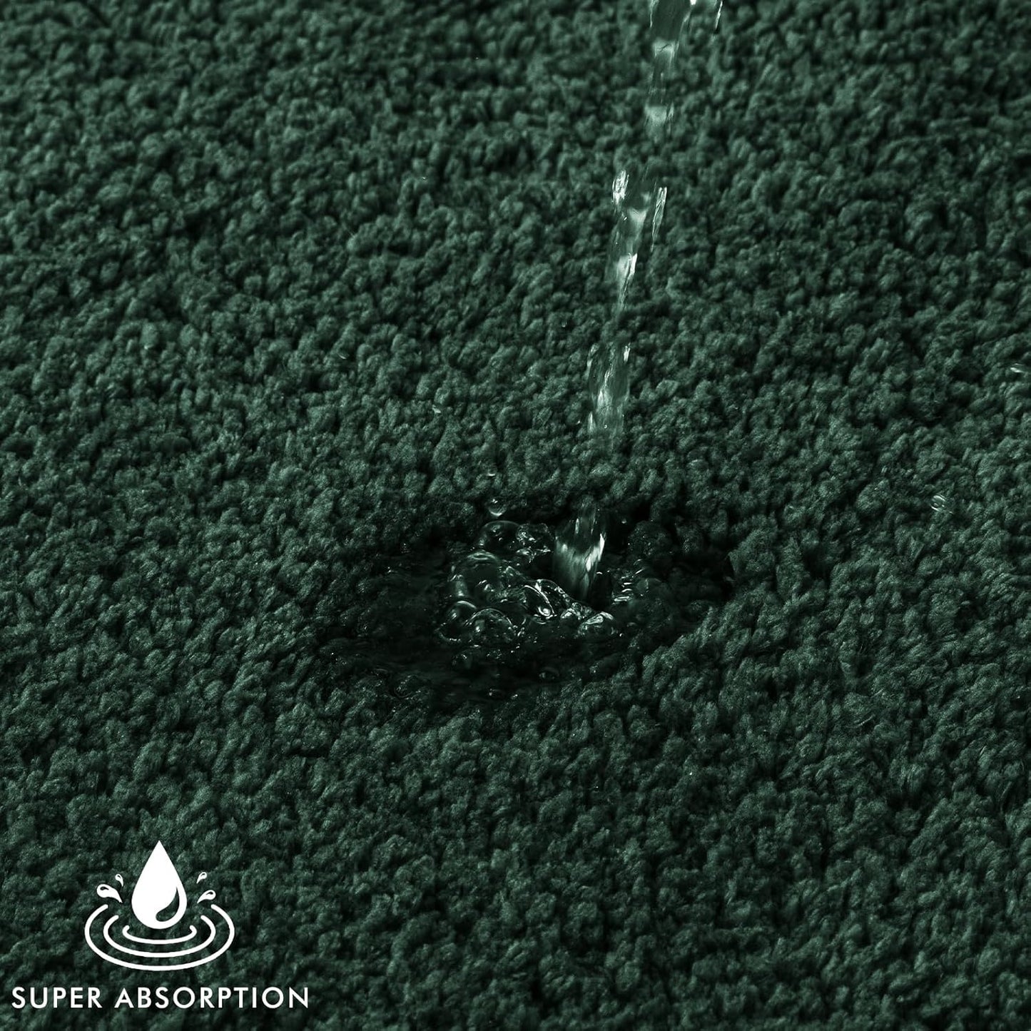 MIULEE Dark Green Bathroom Rugs Set 2 Piece, Soft Absorbent Microfiber Bath Mat Set, Non Slip Quick Dry Machine Washable Plush Shaggy Bath Rugs for Bathroom Floor, Tub and Shower, 16x24 inches