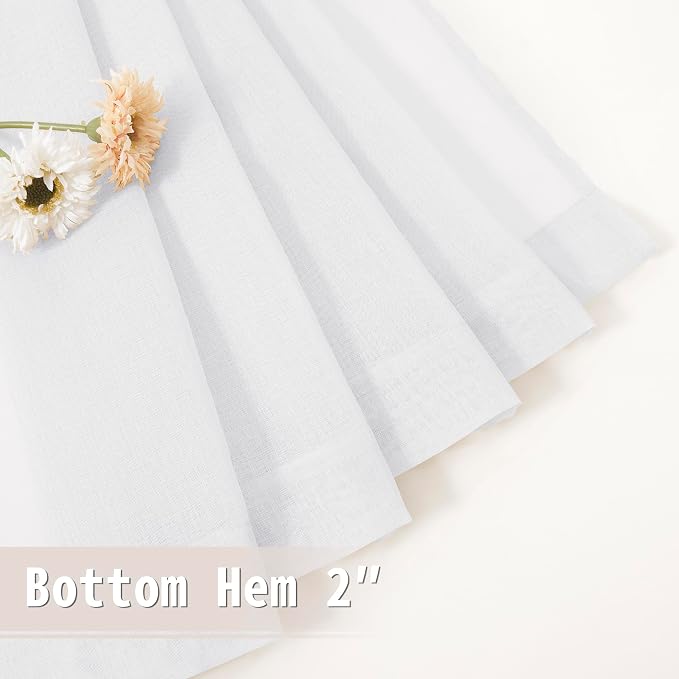 Tollpiz Sheer Door Curtains Closet Linen Textured Curtains Sheer Doorway Light - Image 7