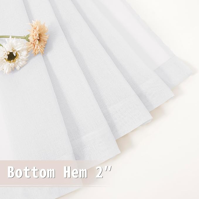 Tollpiz Sheer Door Curtains Closet Linen Textured Curtain Sheers Doorway Light - Image 7