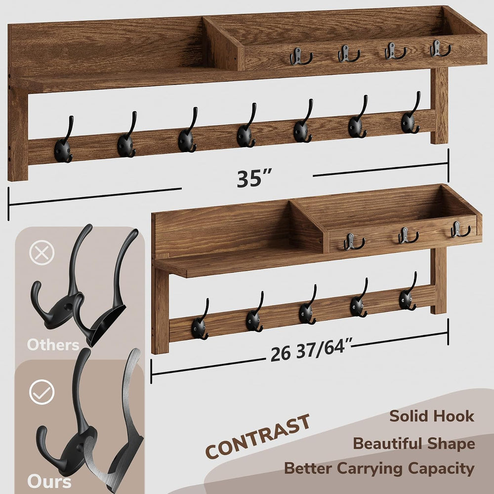 AMBIRD Coat Rack Wall Mount, 35 inch Large Wall Hooks with Shelf, Entryway Sh...