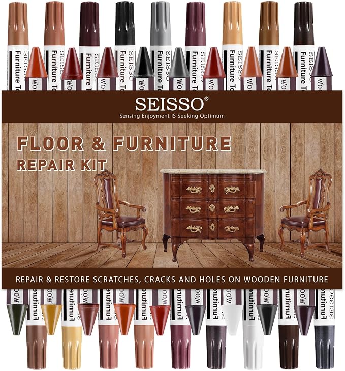 SEISSO 18 Colors Wood Wax Sticks ＆ Wood Markers Furniture Repair Kit by SEISSO