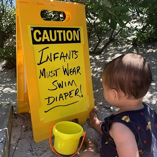 SmartSign - SF-0127-FB-25x12-DE Caution Blank Write-On Folding Floor Sign - Image 6