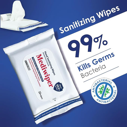 Mediwiper 10 Count Alcohol-Free Sanitizing Wipes Disinfecting Large Unscented - Image 2