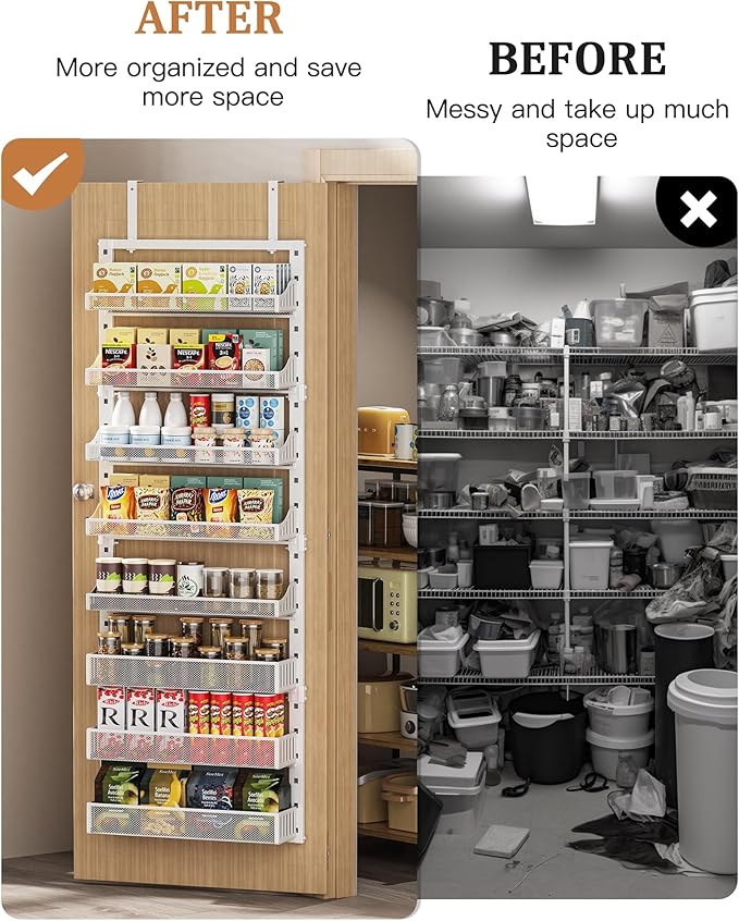 Over the Door Pantry Organizer 8-Tier, Large Metal Door Spice Rack