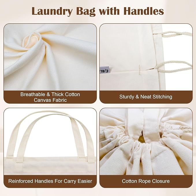 Canvas Laundry Bag 33"x 35", Thick Cotton Laundry Bag - Image 5