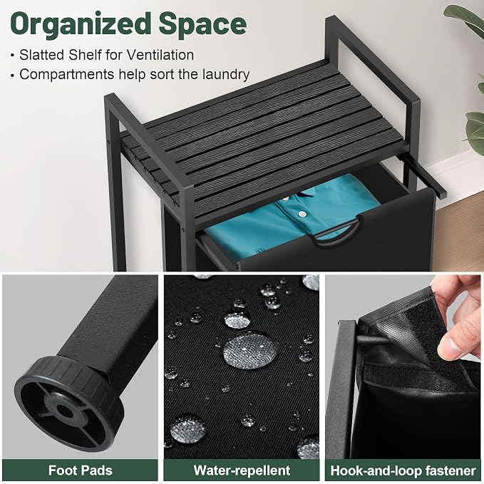 Laundry Sorter with Removable Bag, 16 Gallons Laundry Hamper with Adjustable - Image 6