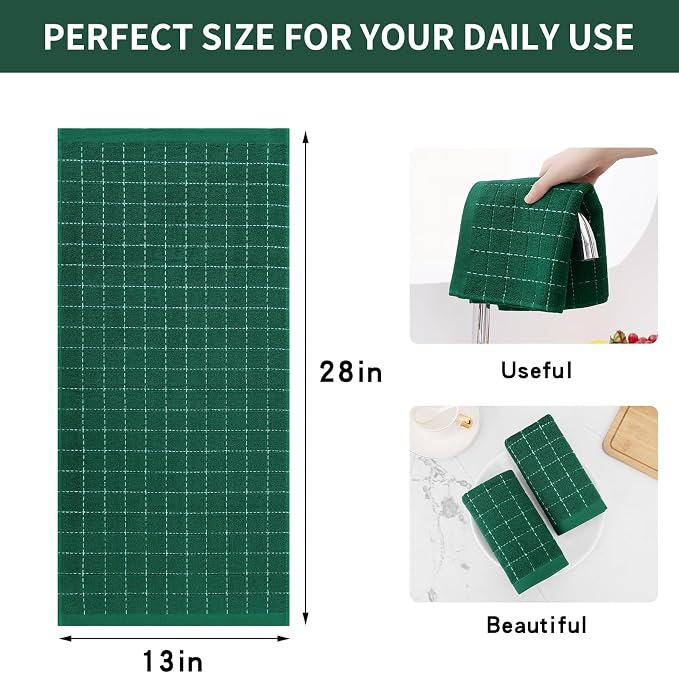 Homaxy 100% Cotton Terry Kitchen Towels, Checkered Designed, Soft and Super - Image 5