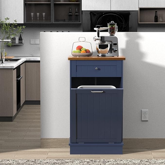 Betterhood Tilt Out Trash Cabinet 10 Gallon Wooden Free Standing Laundry Sorter - Image 3