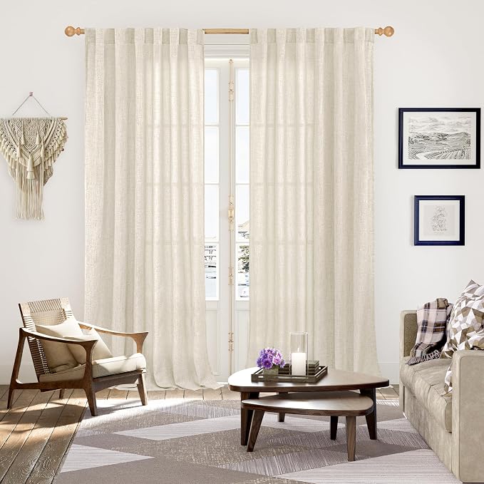 YoungsTex Linen Semi Sheer Curtains 84 Inch Length - Image 2