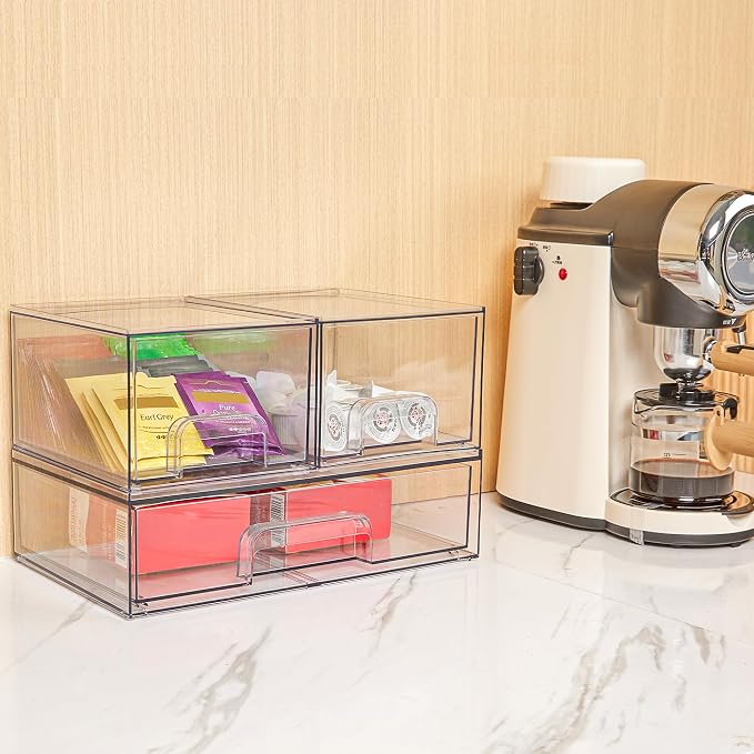Vtopmart Stackable Storage Drawers Set of 3, Beauty Supplies, Pantry - Image 4