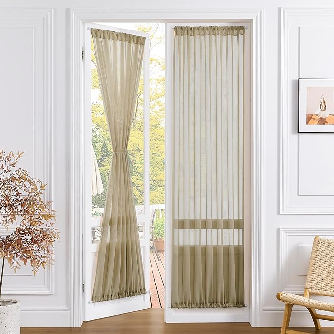 Tollpiz Sheer Linen Textured Curtain Sheers Doorway Light Filtering Voile by Tollpiz