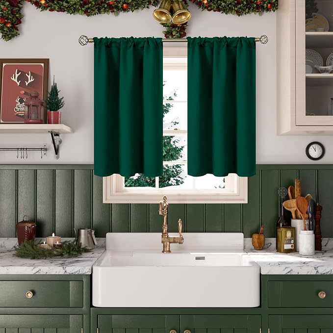 BGment Emerald Green Blackout Curtains 40 Inch Length - Image 2