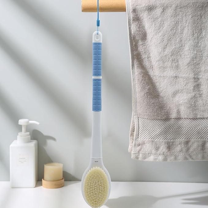 Shower Brush with Soft and Stiff Bristles, 18.5" Long Handle Dual-Sided Back - Image 7
