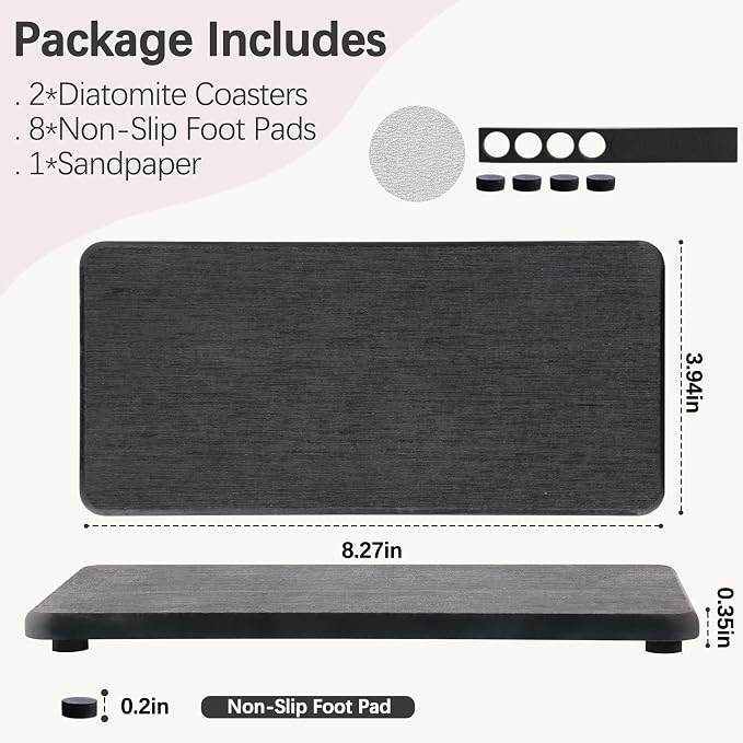 2 Pcs Water Absorbing Stone Trays, Kitchen/Bathroom Sink Soap Dish, Diatomite - Image 3